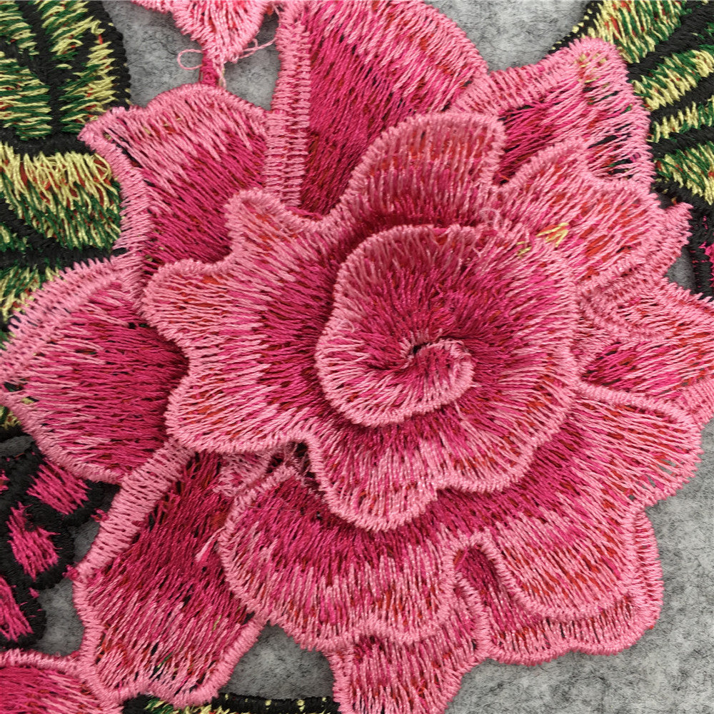 EMBROIDERED ETHNIC ROSE PATCHES, 3D DIY LACE TRIM