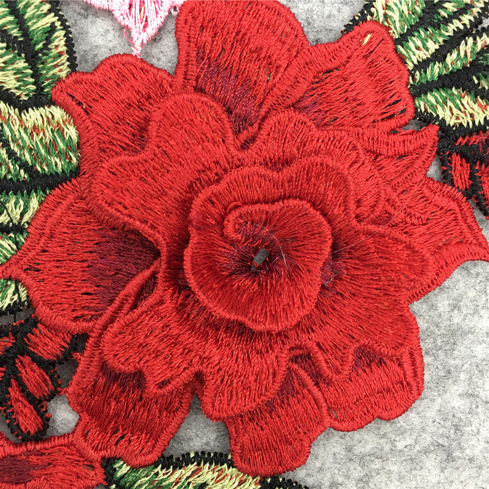EMBROIDERED ETHNIC ROSE PATCHES, 3D DIY LACE TRIM