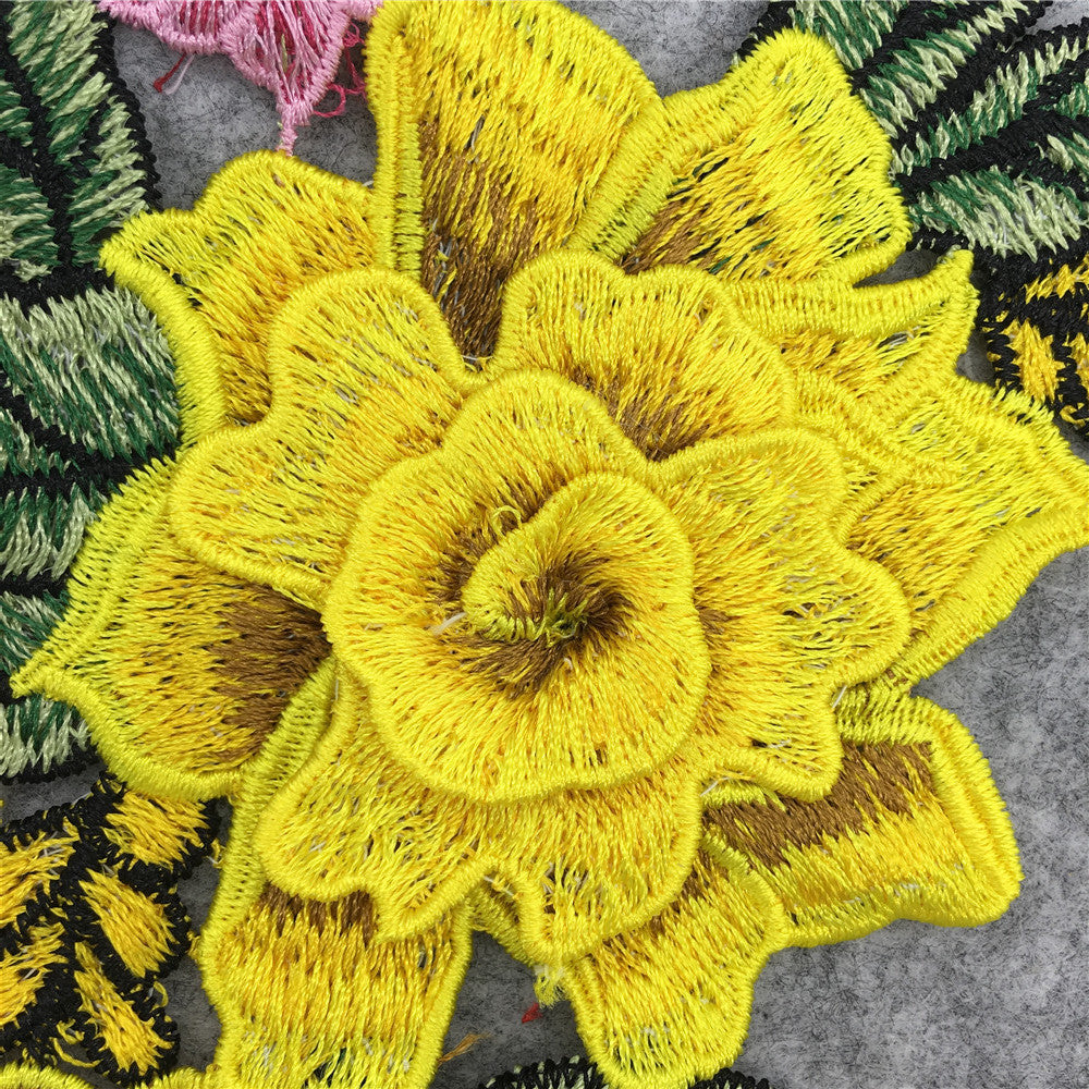EMBROIDERED ETHNIC ROSE PATCHES, 3D DIY LACE TRIM
