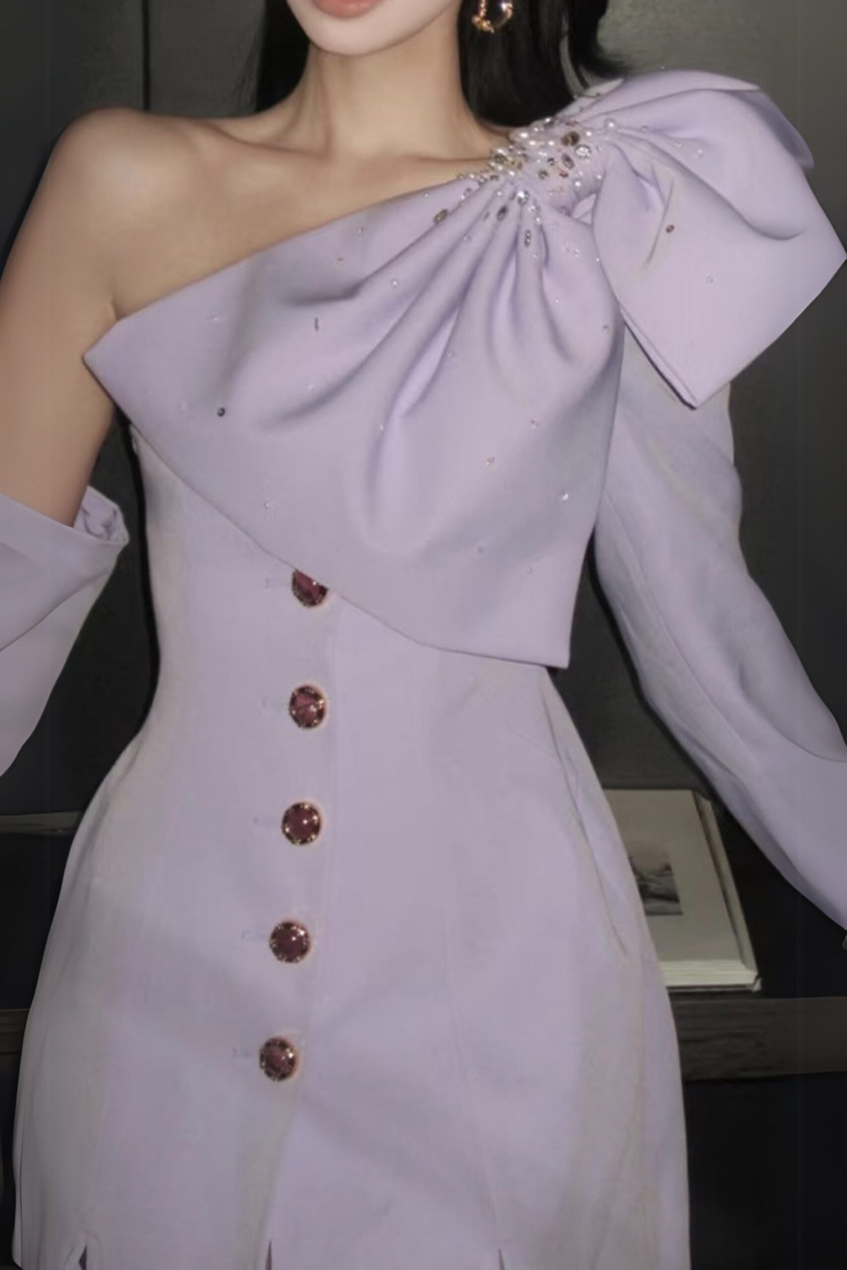 BOWKNOT PURPLE MINI DRESS FOR PARTY