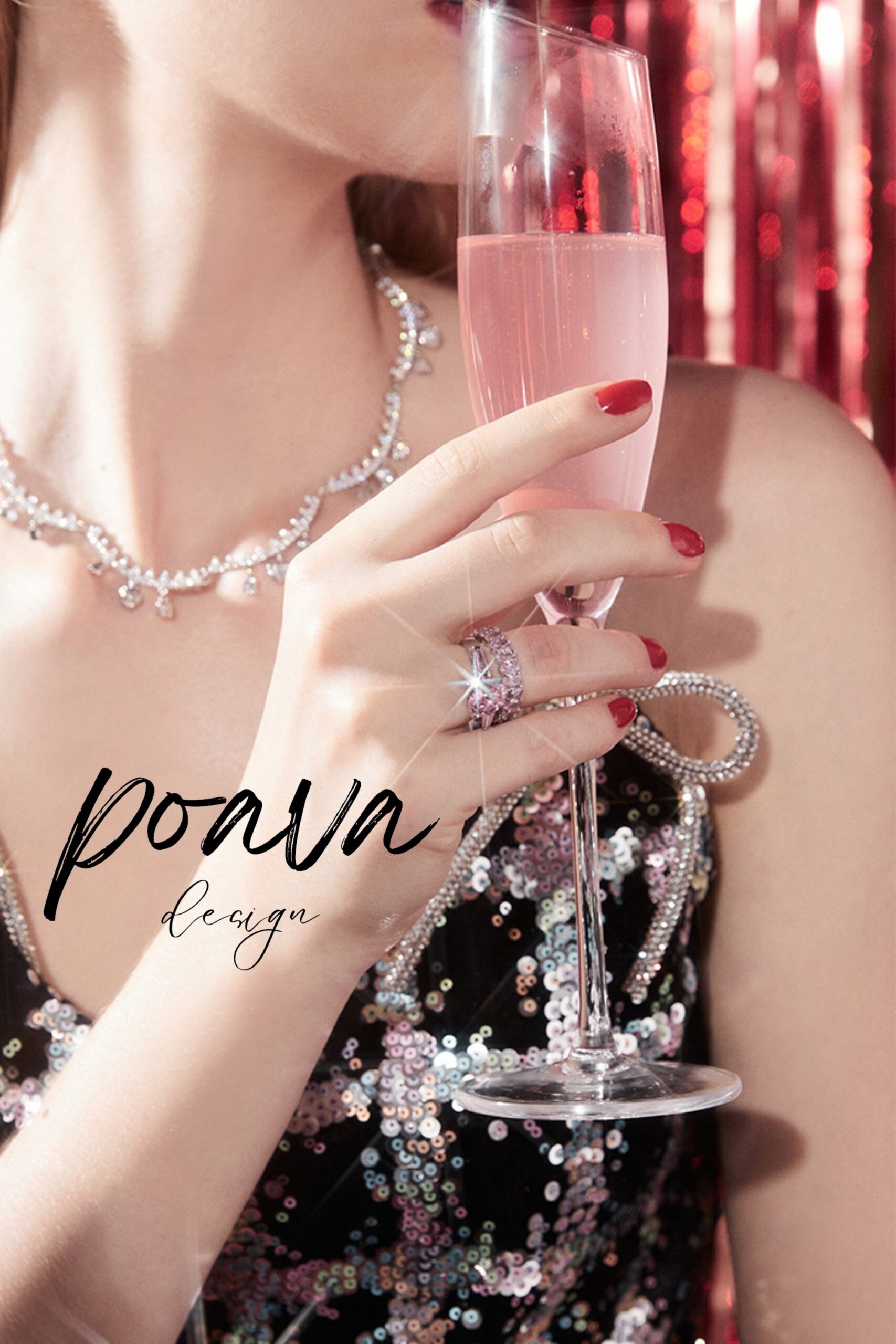PINK DIAMOND RING, EMBELLISHED EVENING STATEMENT