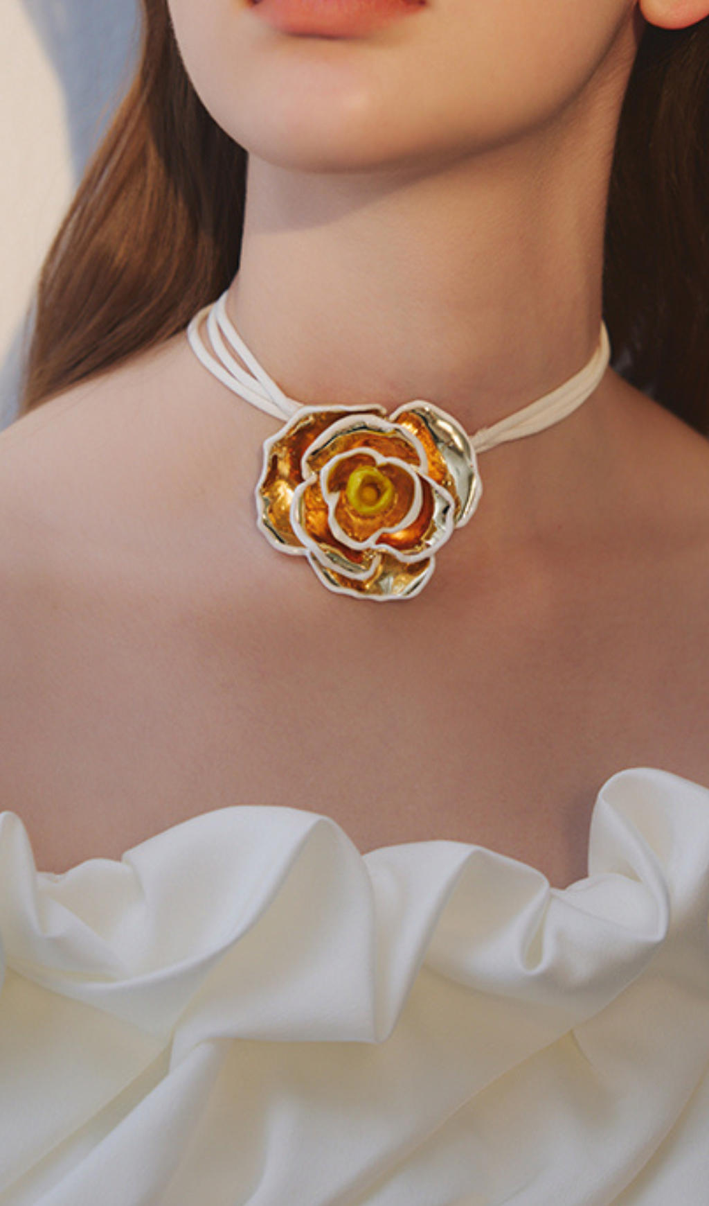 ROSE FLOWER NECKLACE - GOLD GIFT FOR HER