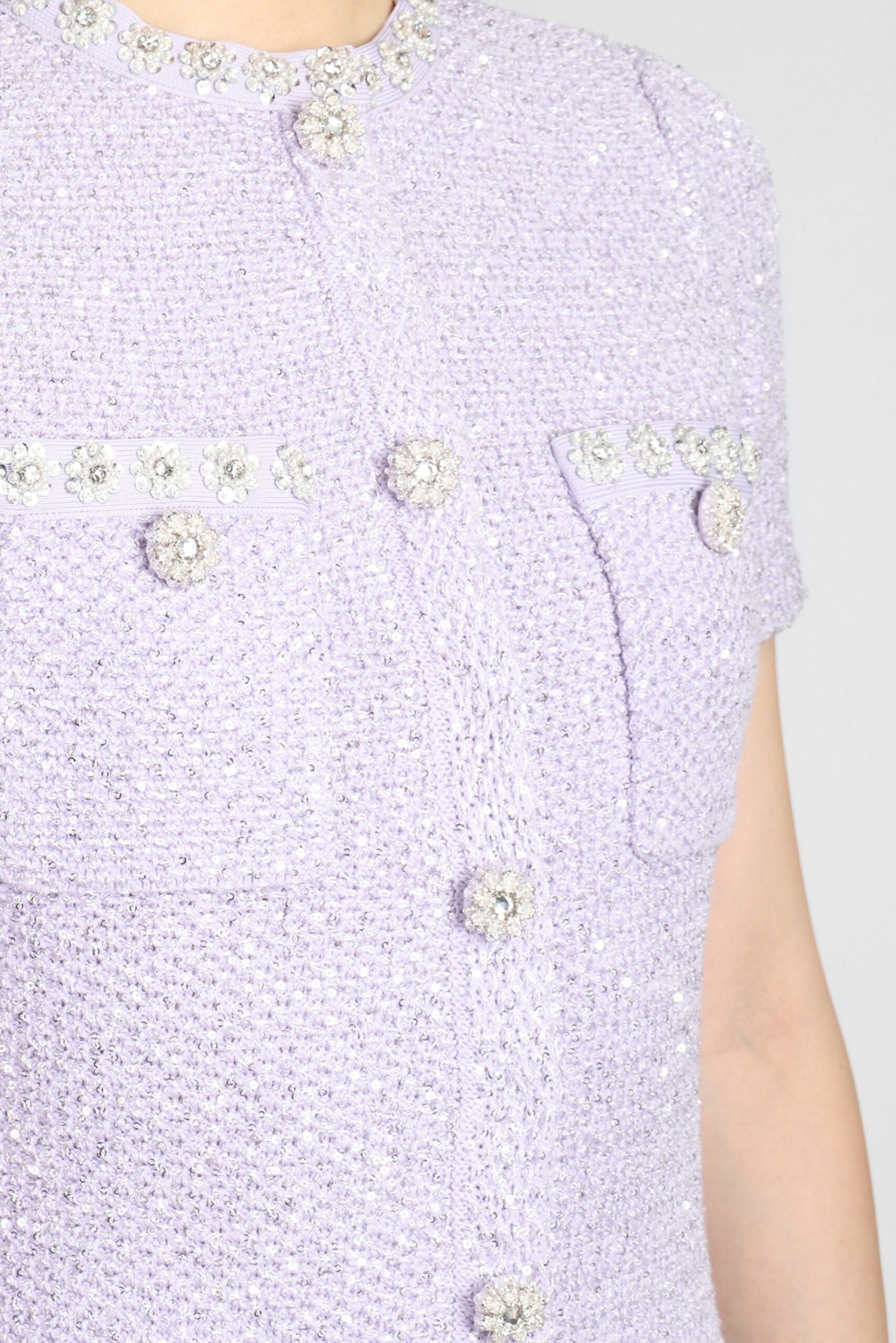 CRYSTAL LILAC MINI DRESS, BUTTON FRONT PARTY STYLE