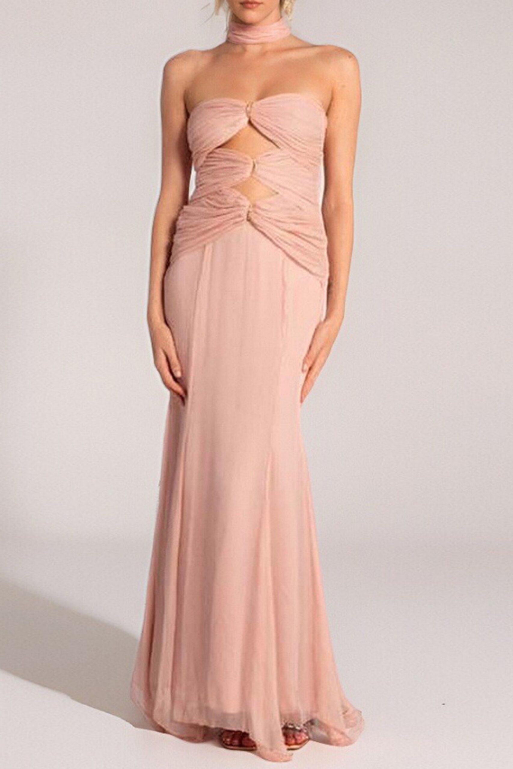 12_53c284fd-aef8-49ab-8e4e-205d75f28132 PINK TULLE SLEEVELESS MERMAID MAXI PROM DRESS