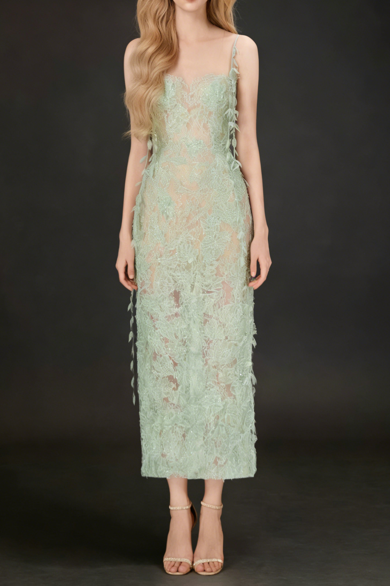 12_58ef3d5a-bede-48f1-8a94-c73e05f87380 MINT BEADED LACE PENCIL COCKTAIL DRESS