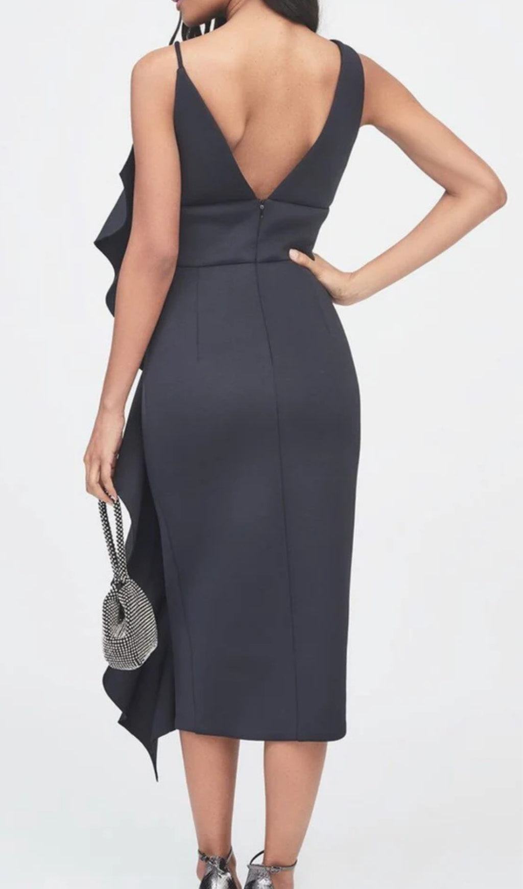 ASYMMETRIC DRAPED SCUBA DRESS FOR PARTY