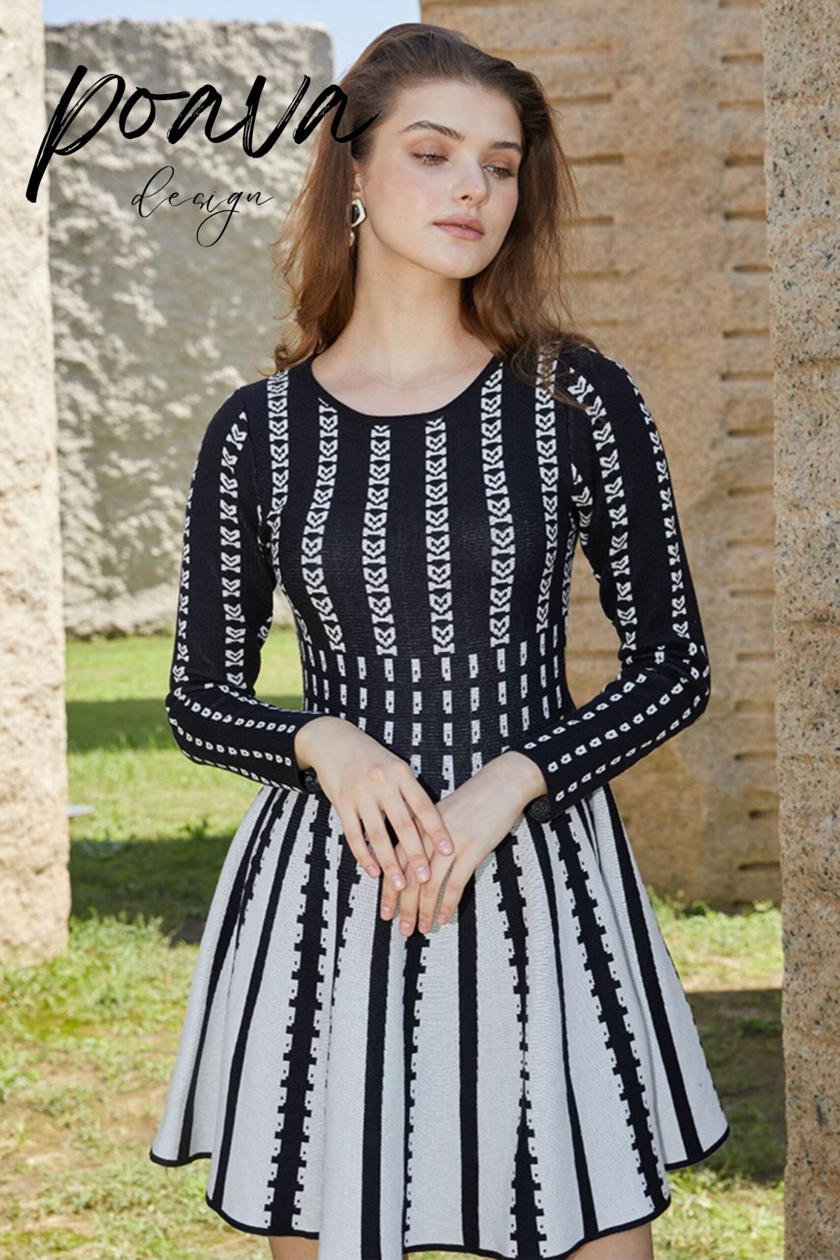 PRINTED LONG SLEEVE MINI DRESS FOR PARTY