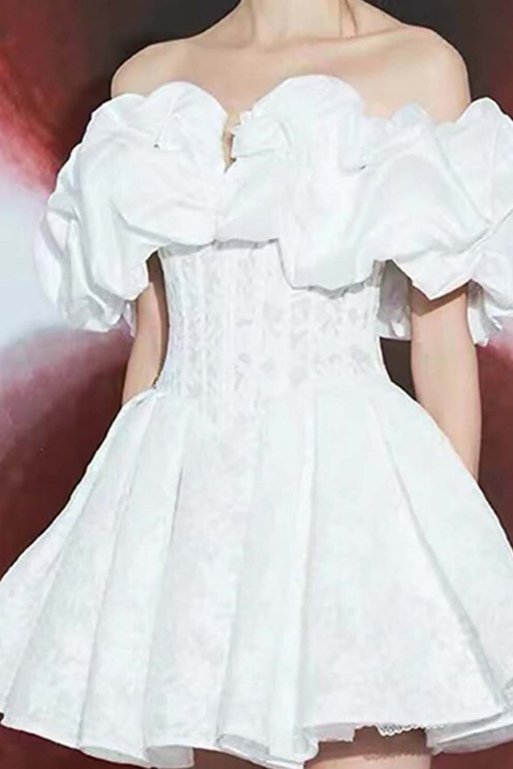 OFF SHOULDER WHITE CORSET MINI DRESS