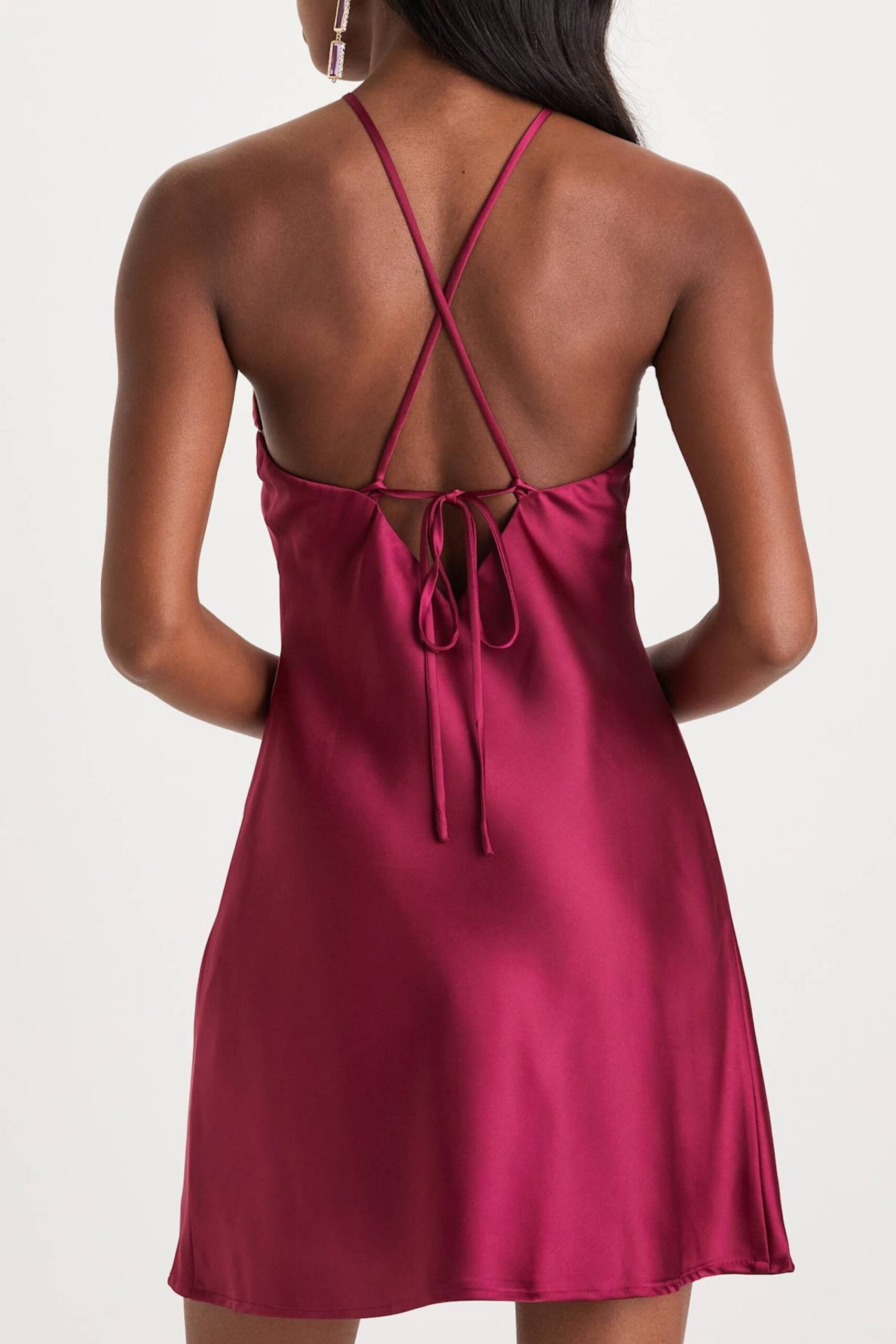 SATIN ROSETTE HALTER MINI DRESS, PARTY