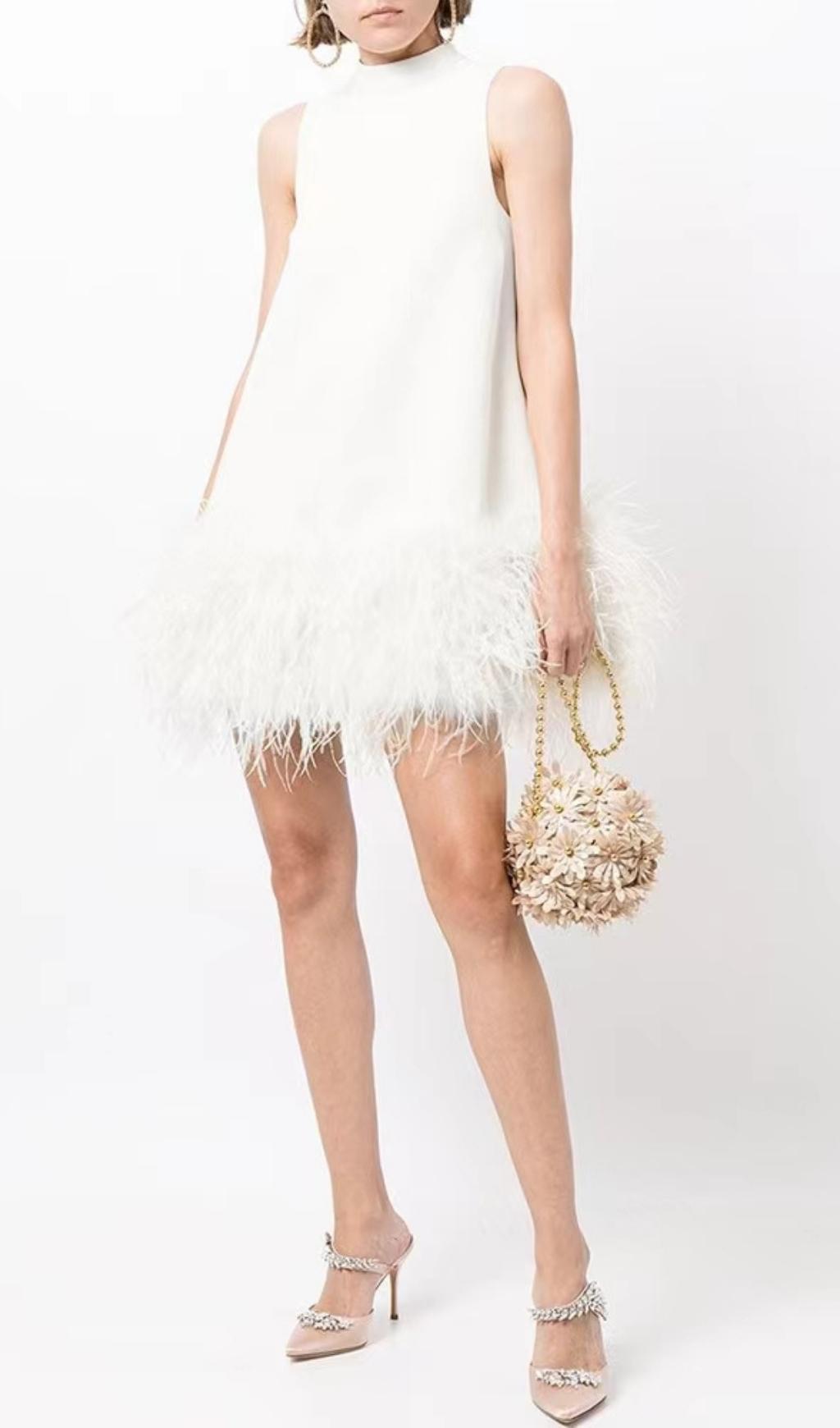 FEATHER MINI DRESS FOR PARTY NIGHT