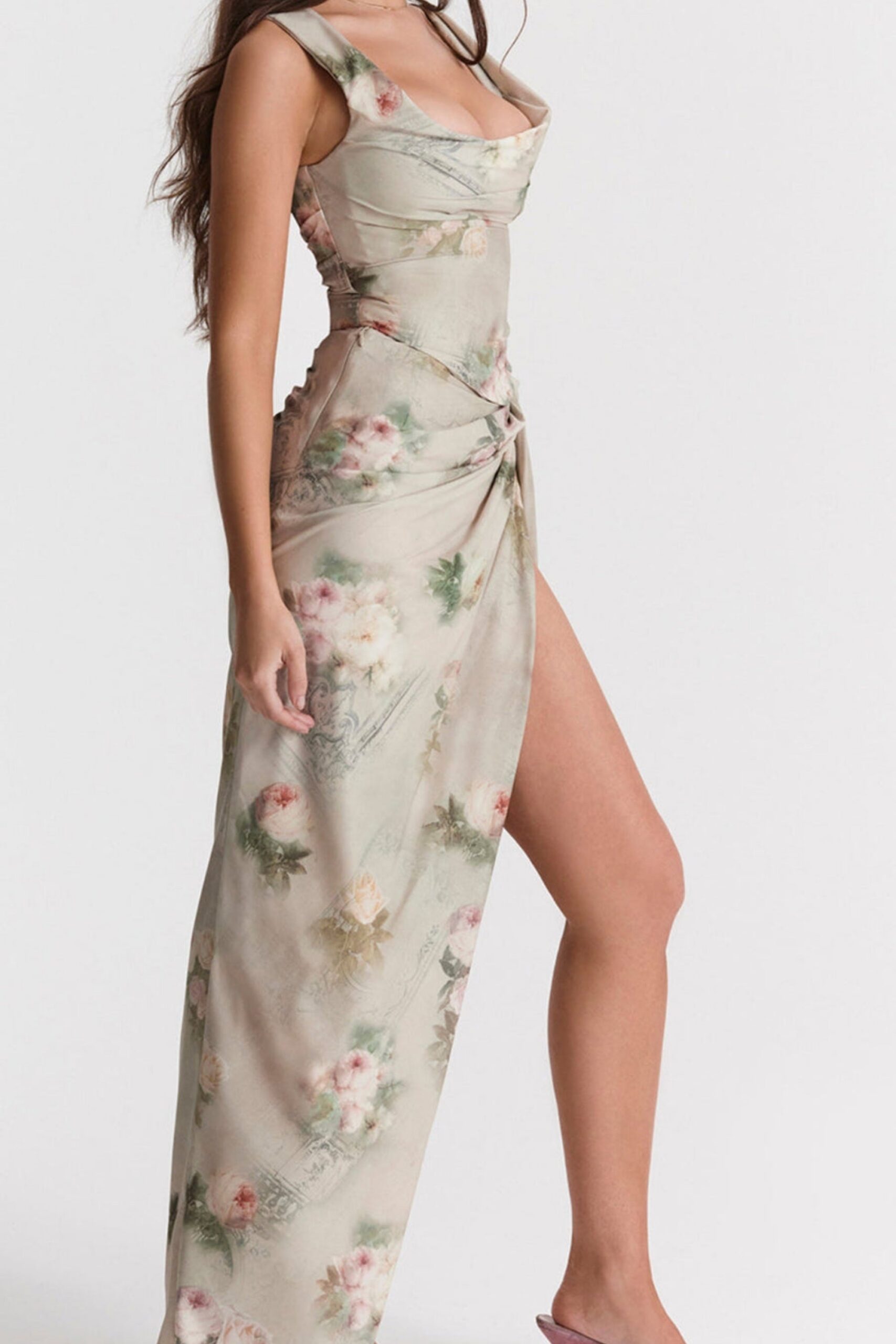FLORAL MAXI TWO-PIECE SET, BOHO PARTY DRESS