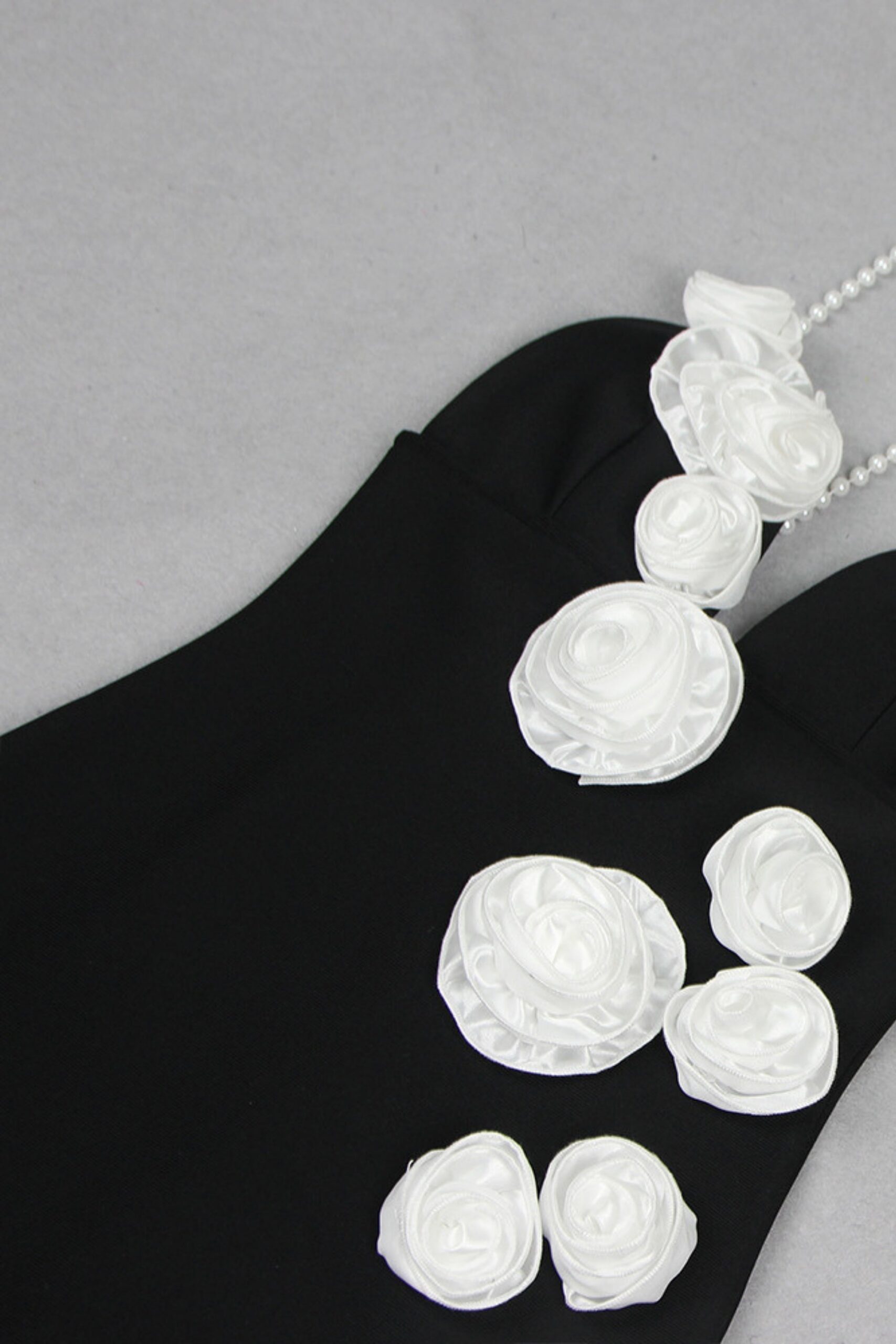 3D FLOWER MAXI DRESS, BLACK, EVENING