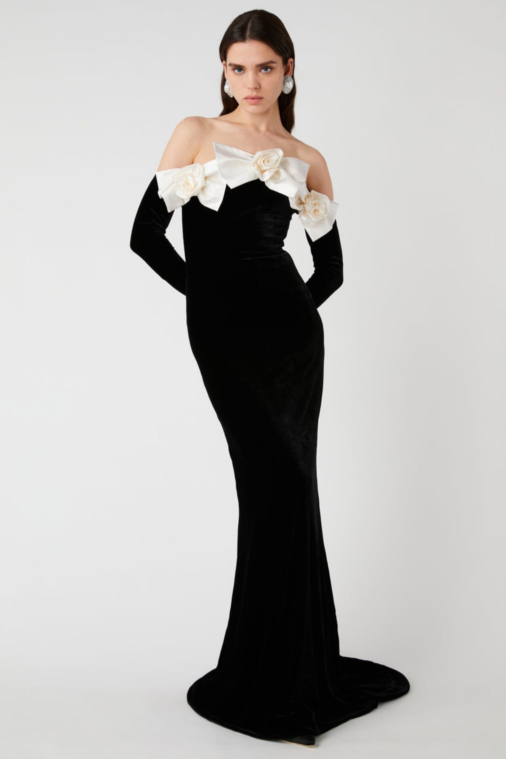 FLORAL LONG SLEEVE MAXI DRESS BLACK, BOHO EVENING