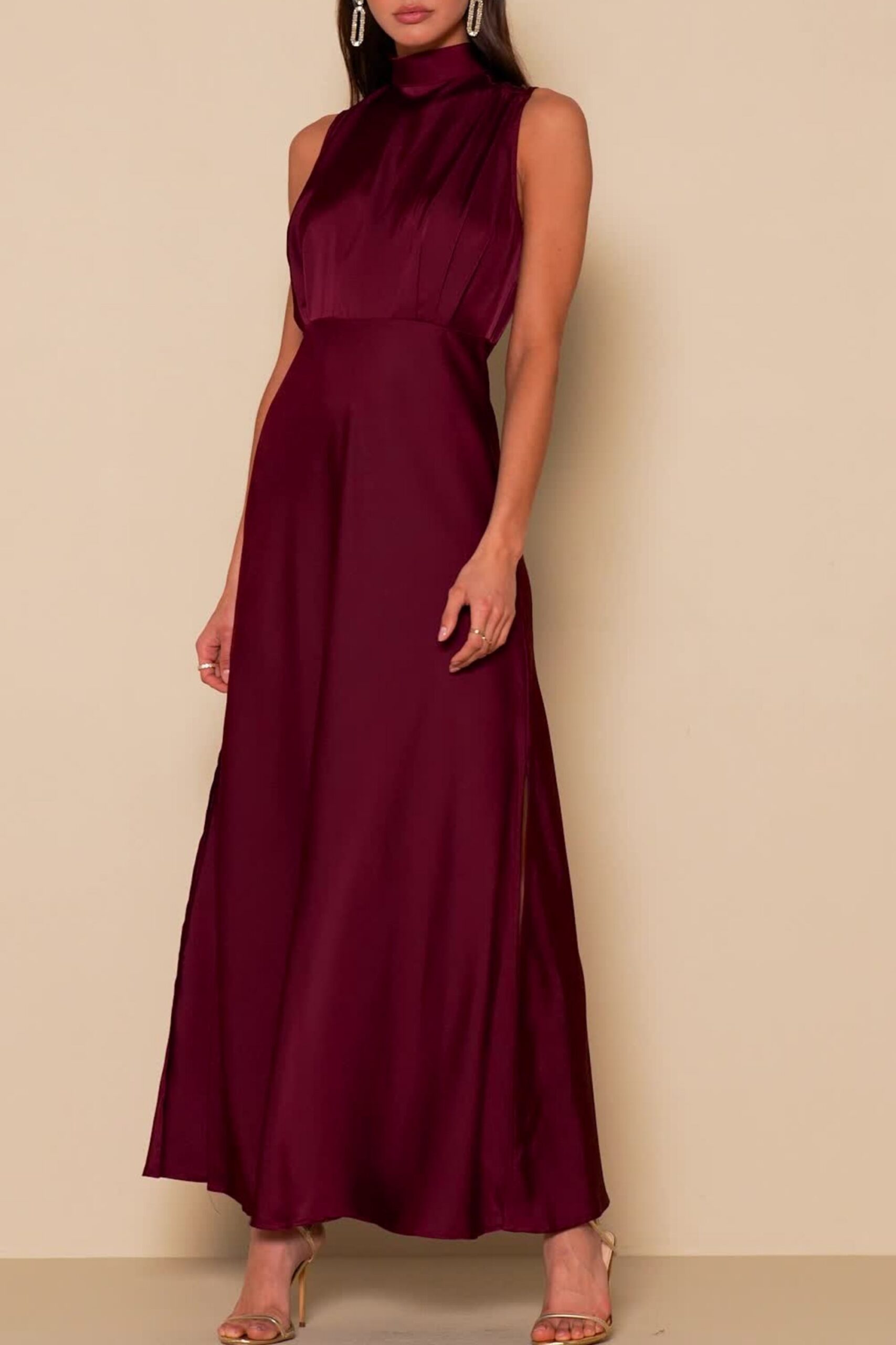 SATIN MAXI DRESS FOR WINE FORMAL EVENTS