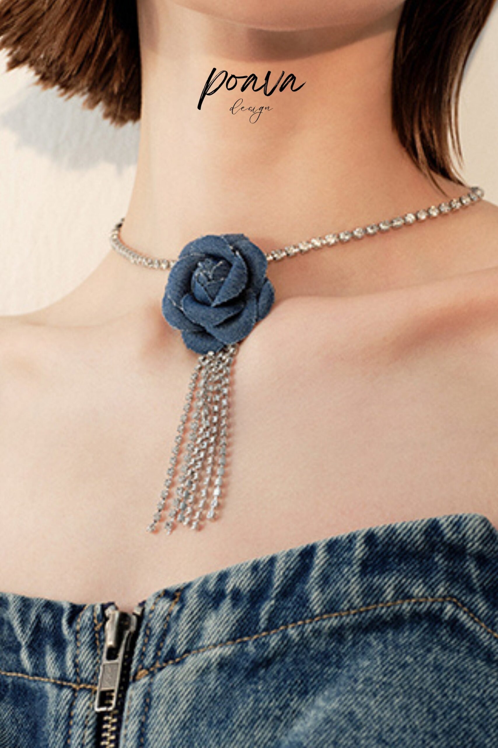 DIAMOND FLOWER NECKLACE FOR WEDDING PARTY GIFT