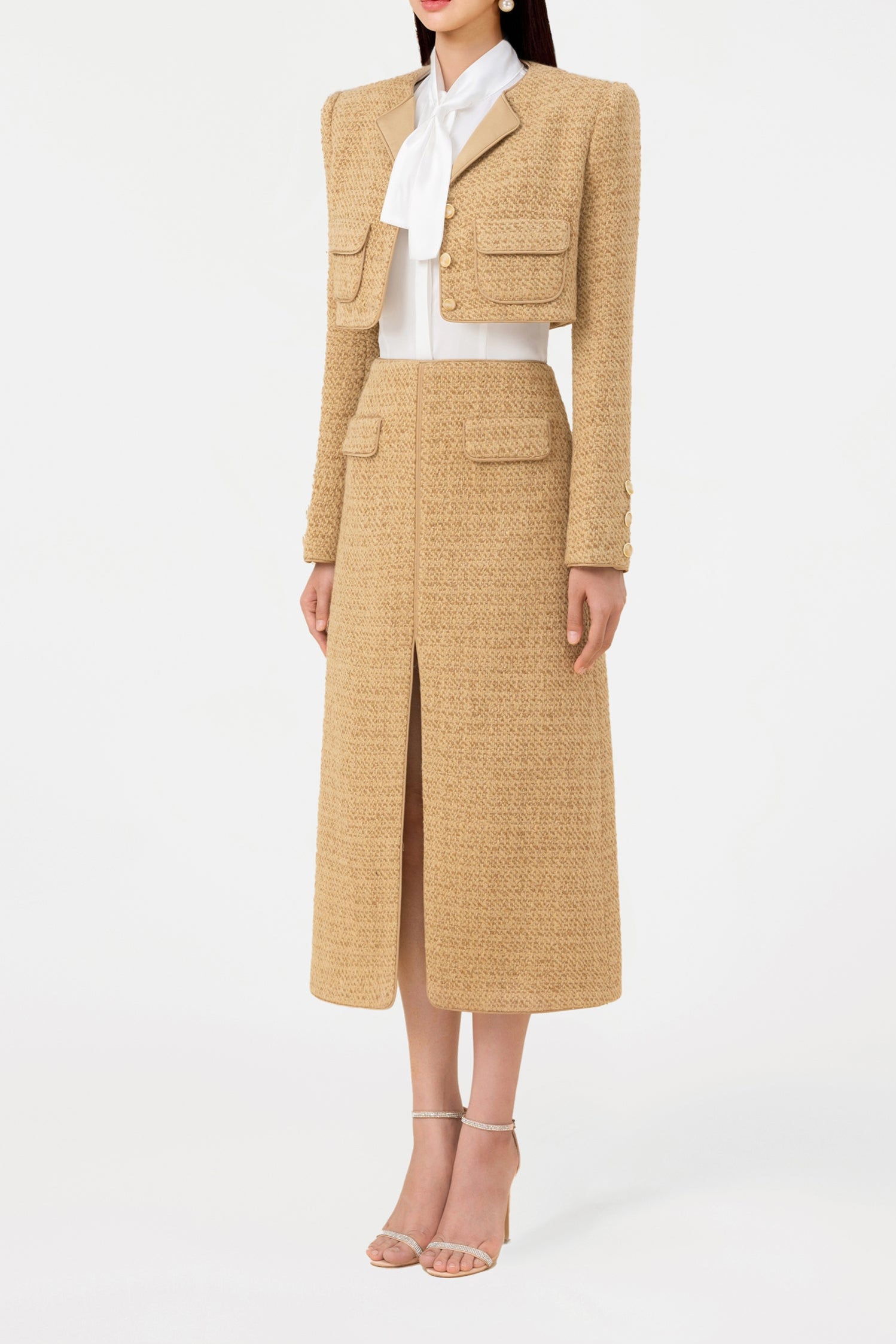 GOLD TWEED SET: CHANEL-STYLE COCKTAIL DRESS