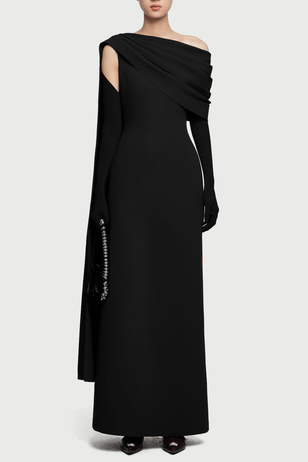 13-Alina-Black-1 ONE-SHOULDER ASYMMETRIC PLEATED MAXI DRESS IN BLACK