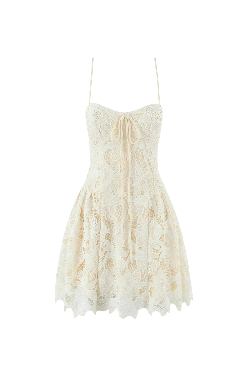 LACE HOLLOW SLEEVELESS YELLOW MINI PARTY DRESS