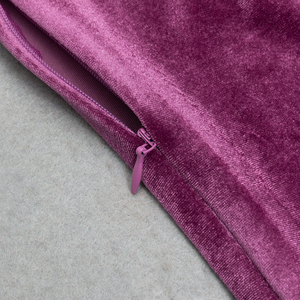 MAGENTA VELVET MAXI DRESS LONG SLEEVE FORMAL GOWN