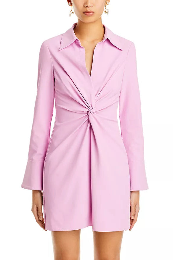 RUCHED SHIRT MINI DRESS PINK PARTY