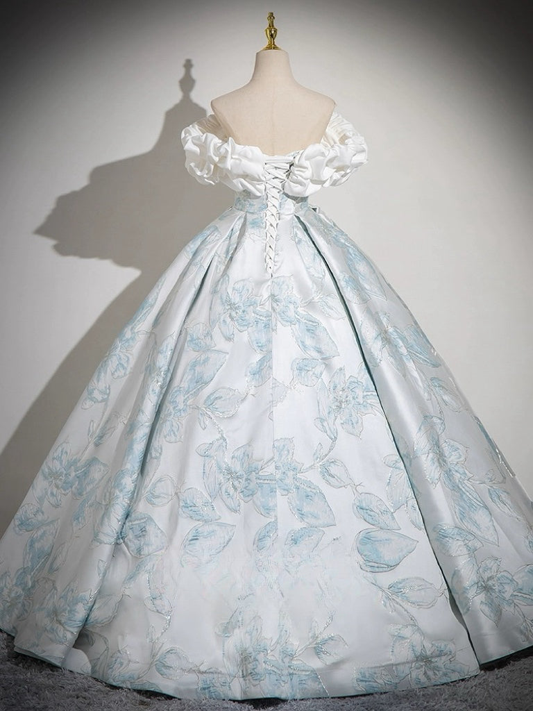 A-LINE OFF-SHOULDER SATIN BLUE EVENING DRESS