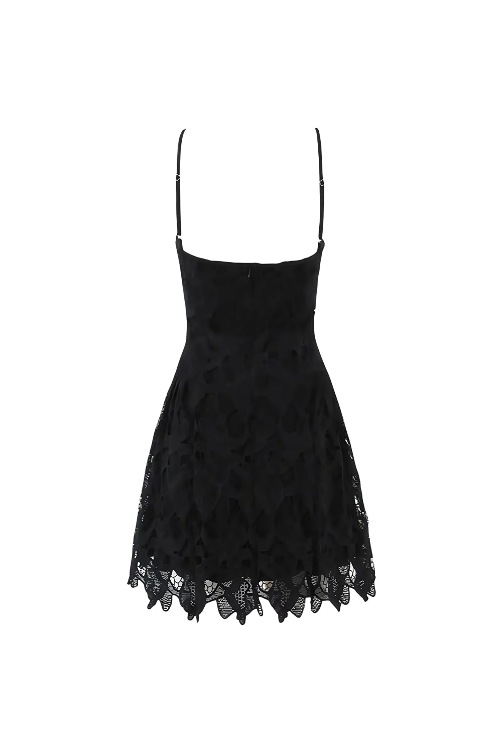 LACE HOLLOW SLEEVELESS MINI COCKTAIL DRESS