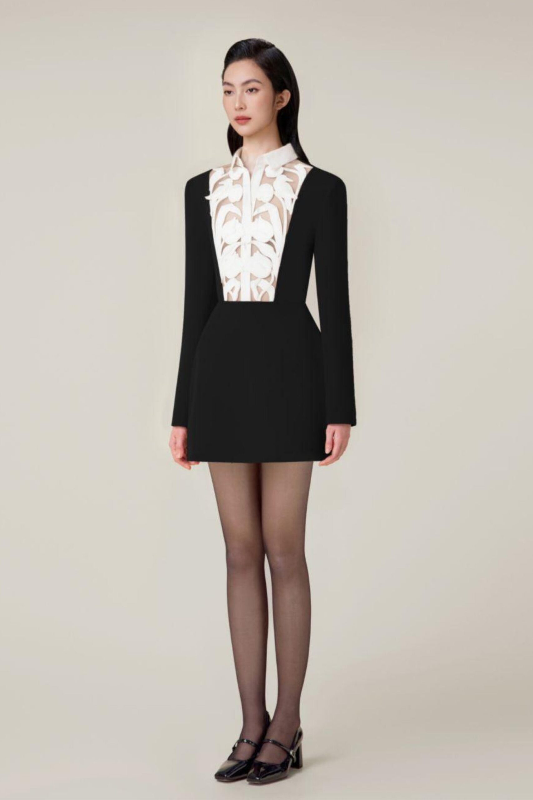HOLLOW A-LINE MINI BLACK COCKTAIL DRESS