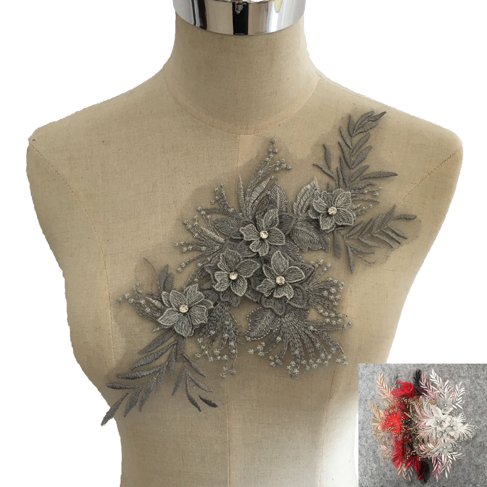 13883648227_297466099 RHINESTONE FLOWER LACE COLLAR DIY SEWING DECOR