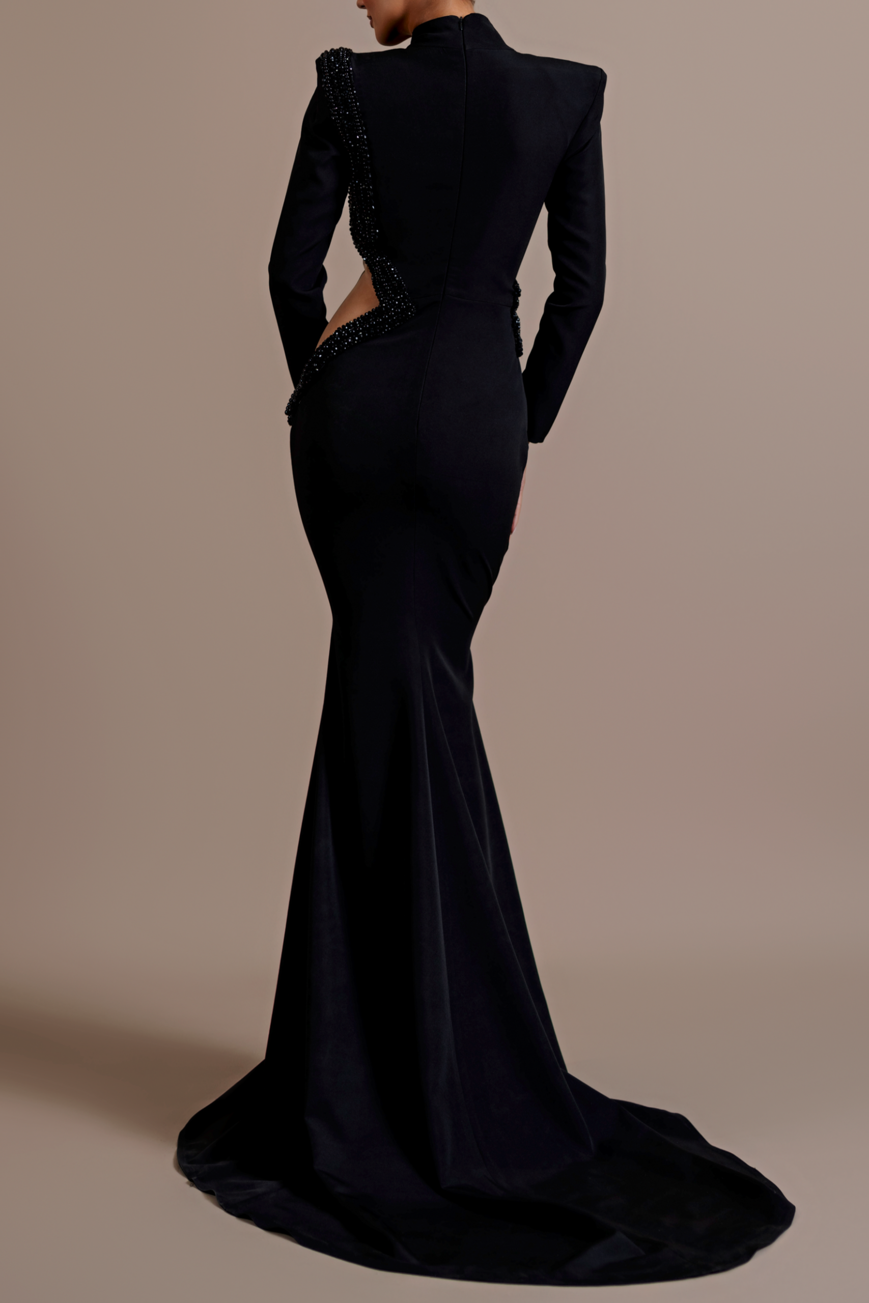 BLACK CUT OUT BANDAGE BODYCON MAXI DRESS