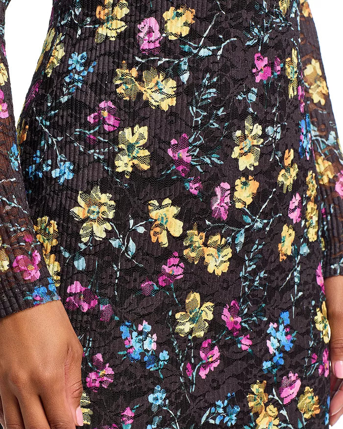 PUCKERED LACE MIDI DRESS FOR WEDDING GUEST