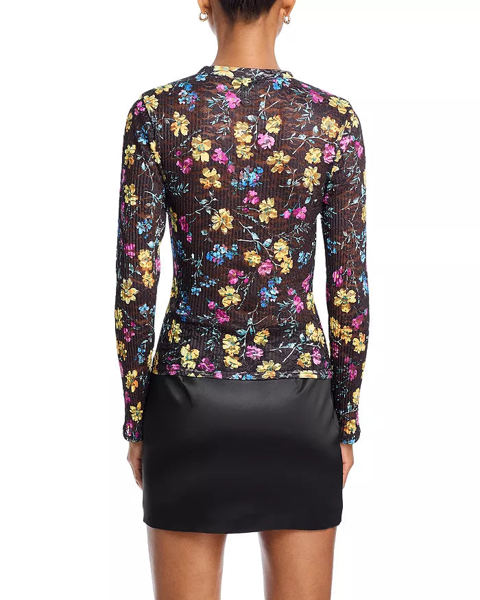 FLORAL PUCKERED LACE TOP FOR DATE NIGHT