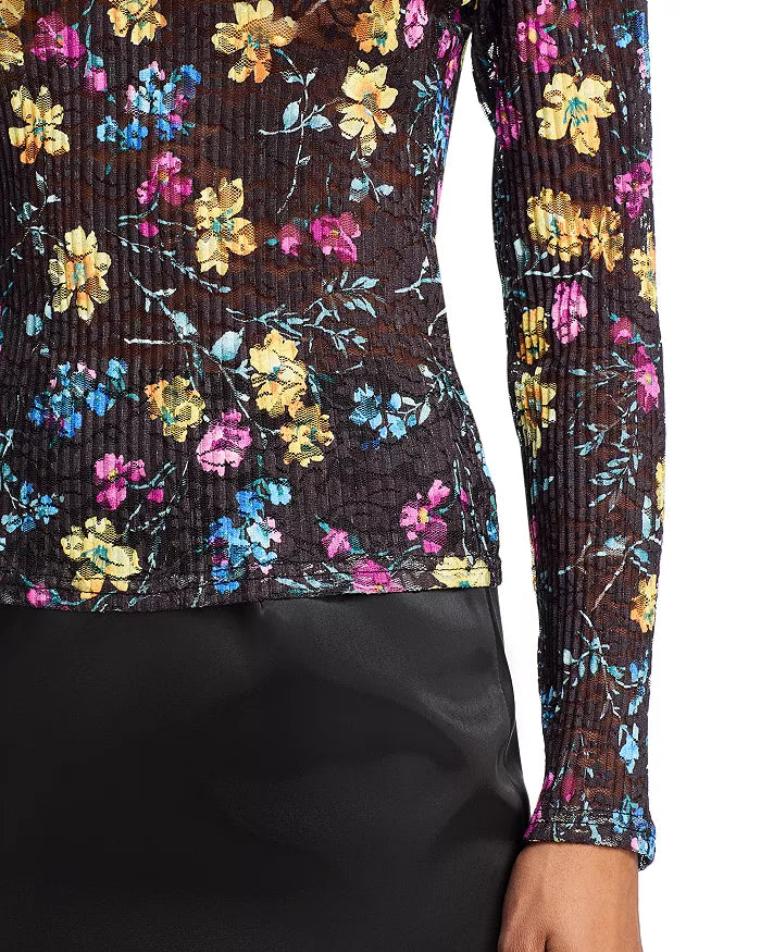 FLORAL PUCKERED LACE TOP FOR DATE NIGHT