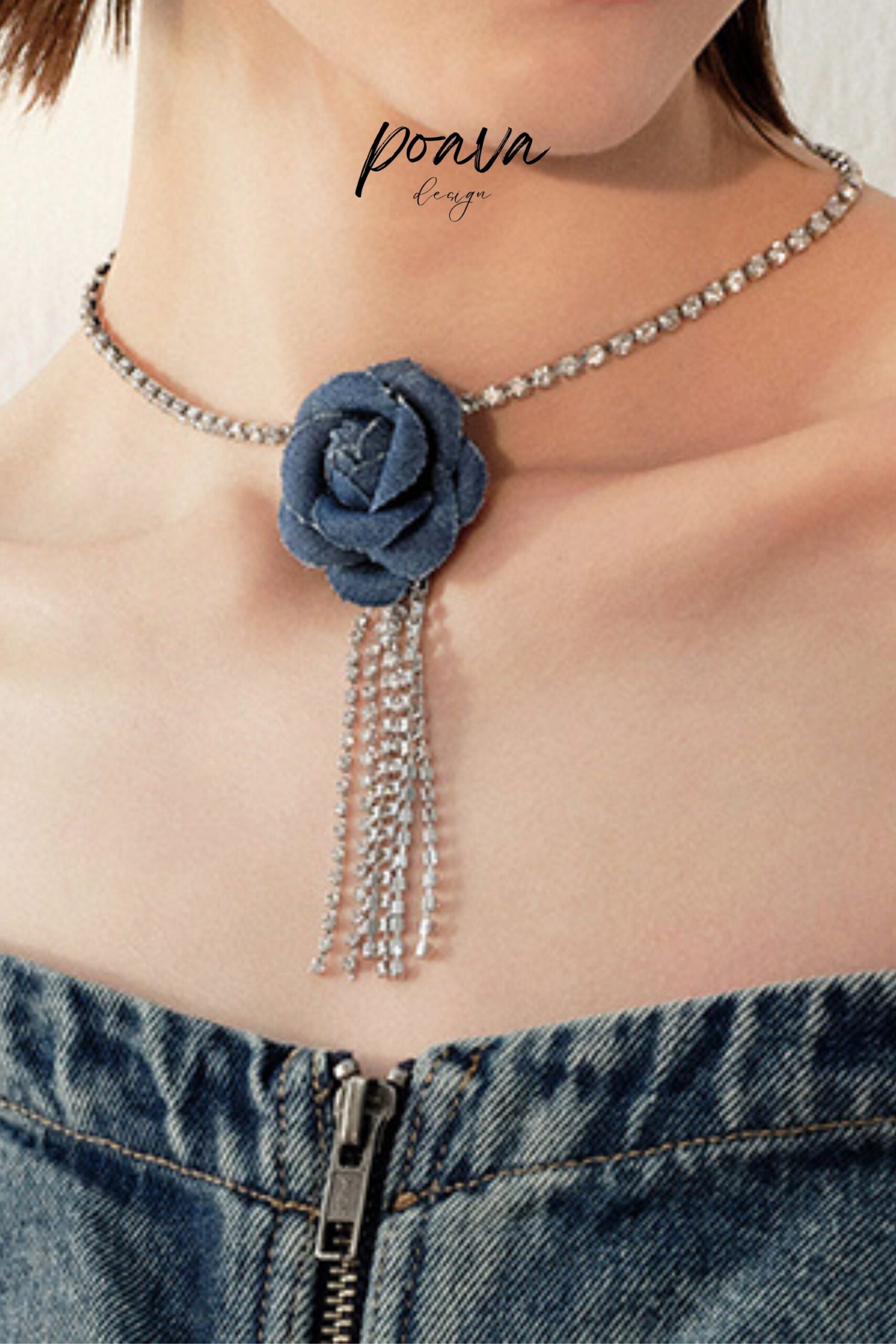 DIAMOND FLOWER NECKLACE FOR WEDDING PARTY GIFT