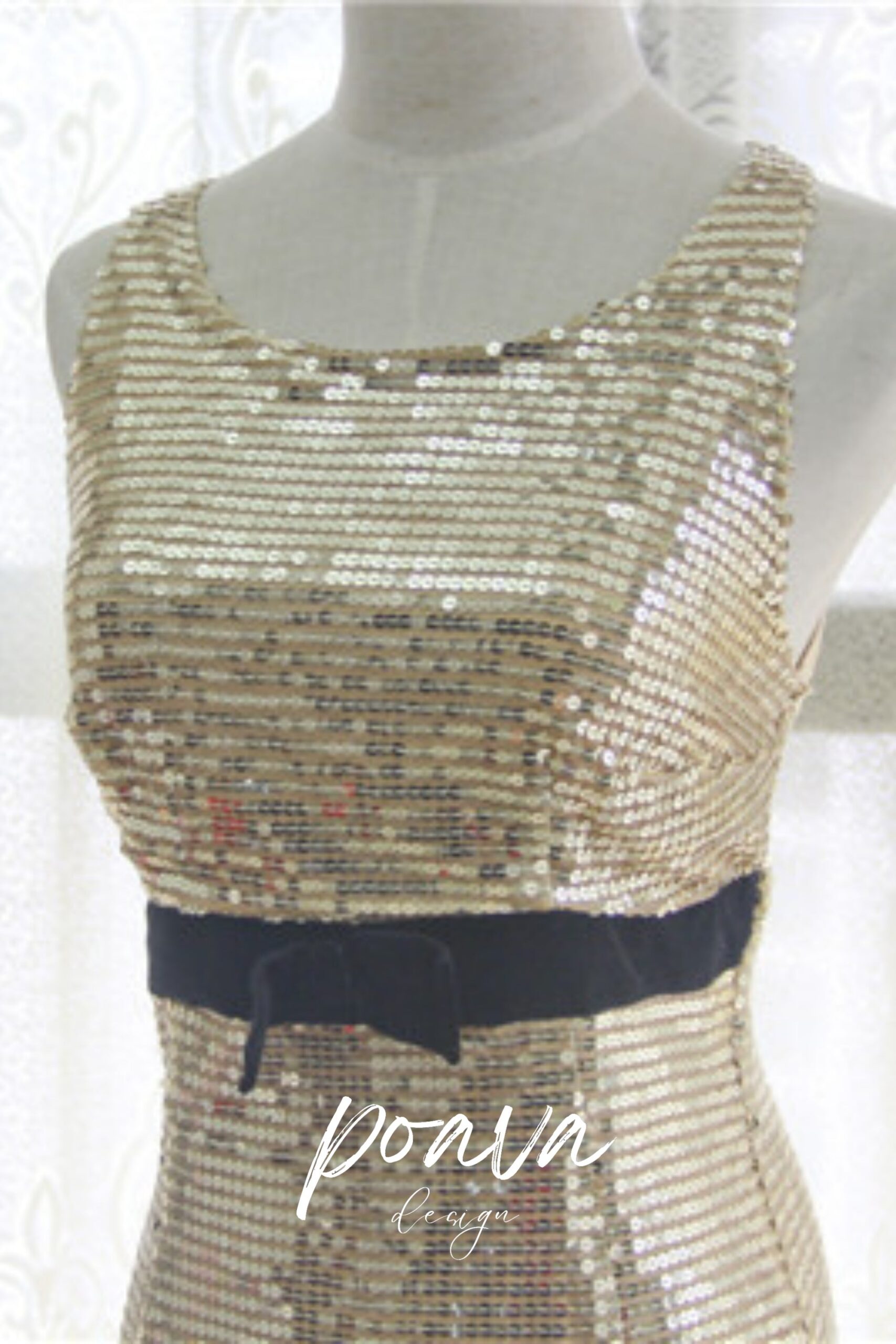 GOLD SEQUIN MIDI DRESS FOR EVENING PARTIES