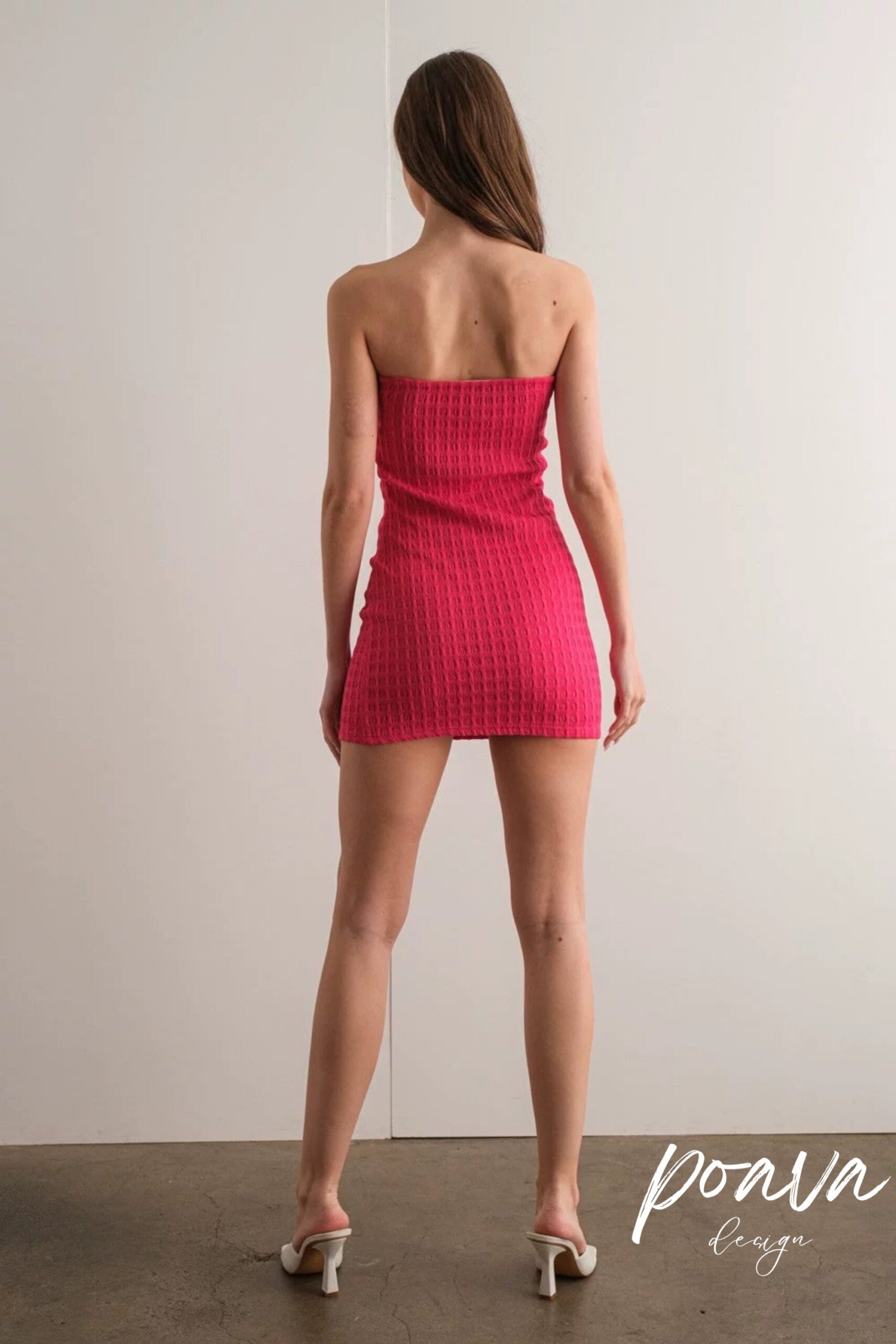 TEXTURED STRAPLESS MINI DRESS FOR PARTY