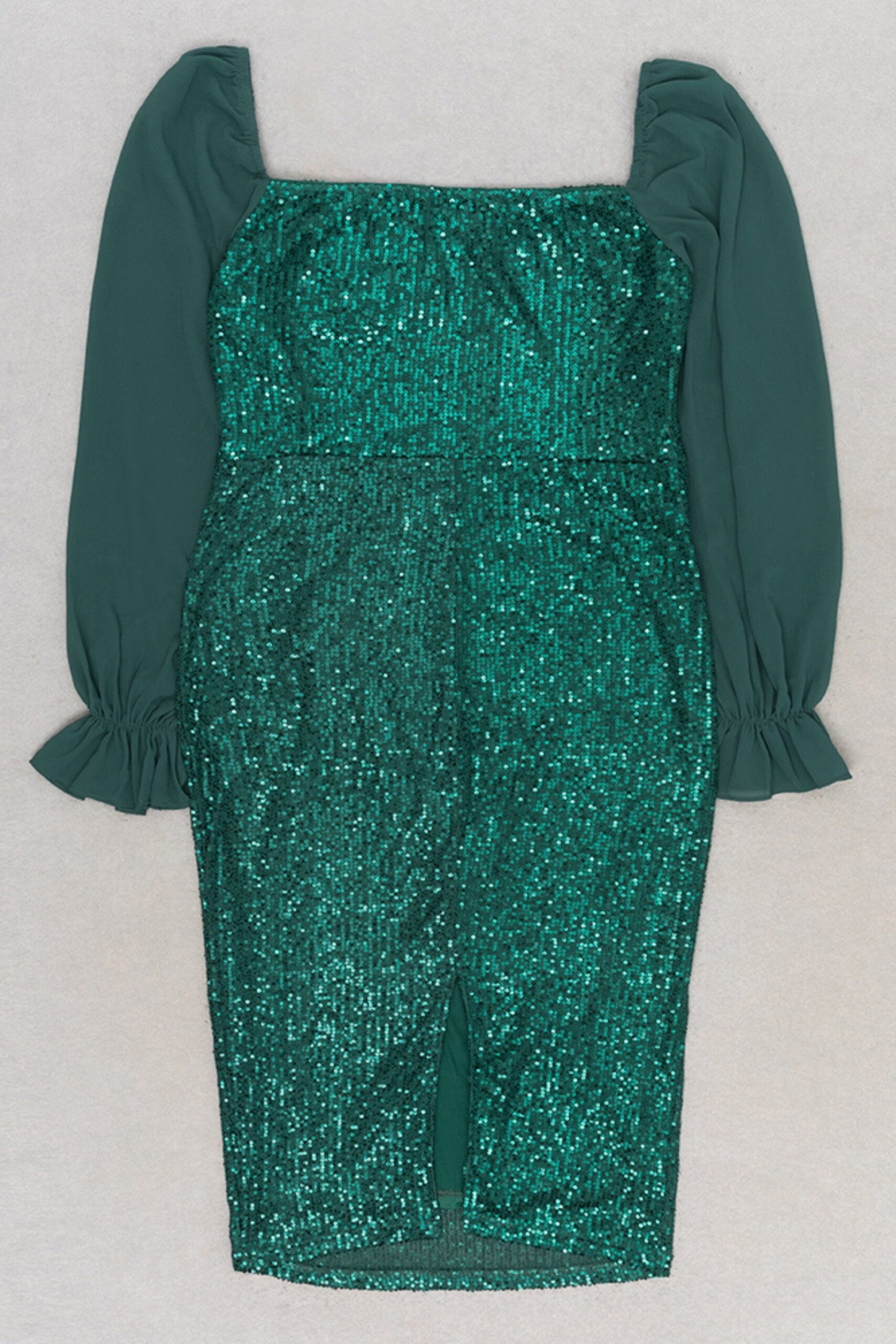 SEQUIN GREEN MIDI DRESS FOR HOLIDAY PARTIES