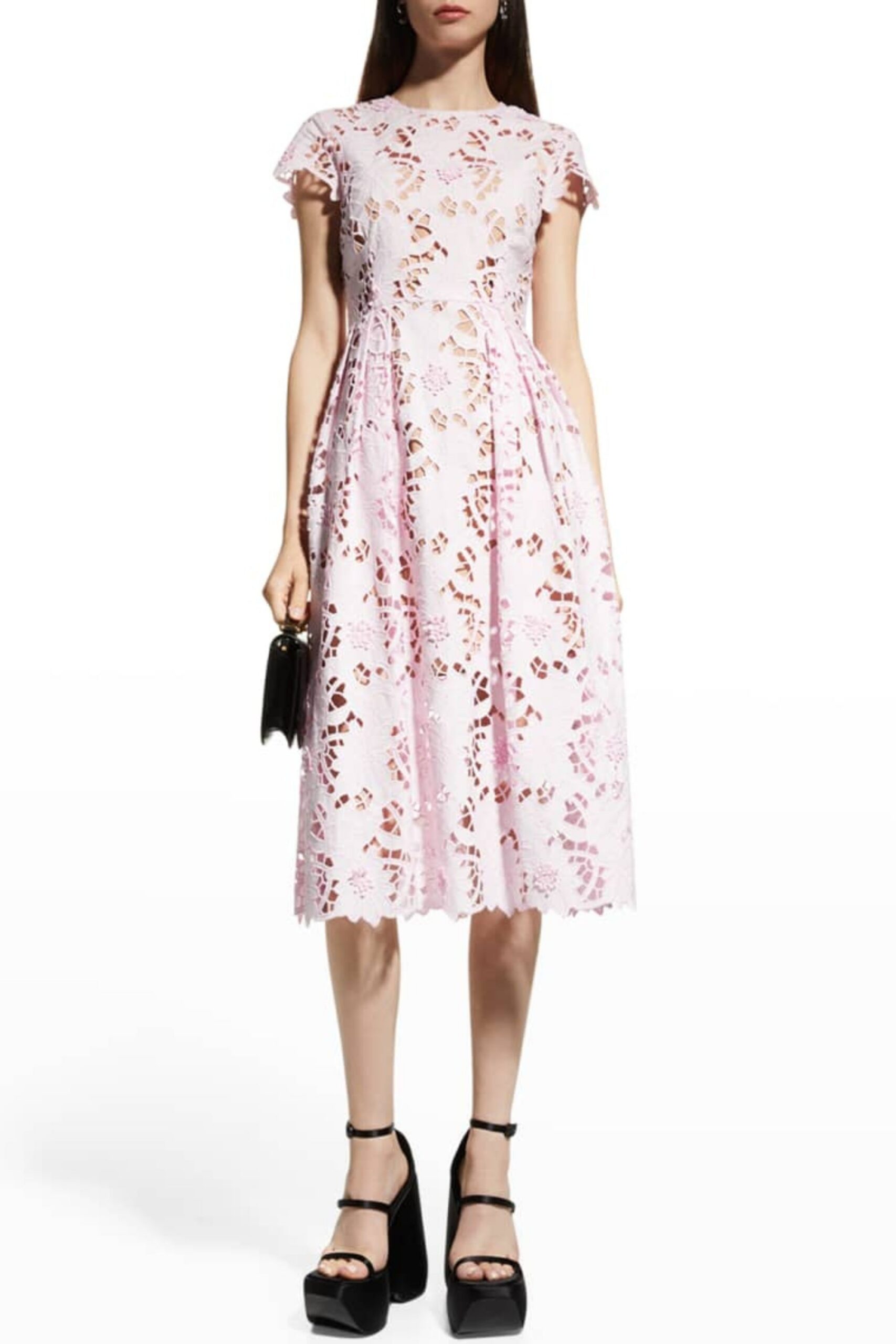 FLORAL LACE MIDI DRESS FOR WEDDING GUEST