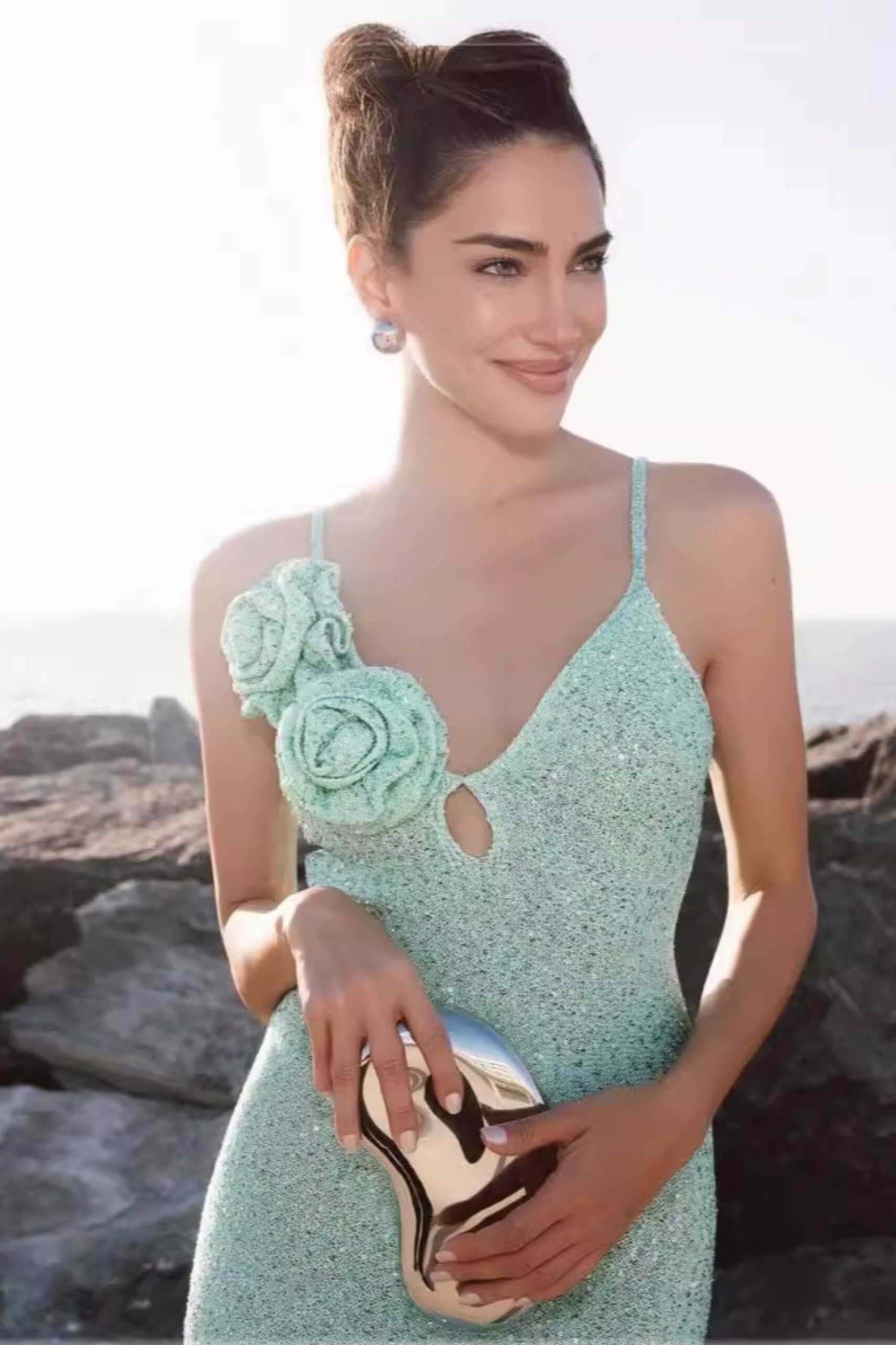FLORAL MERMAID MAXI DRESS BLUE WEDDING GUEST