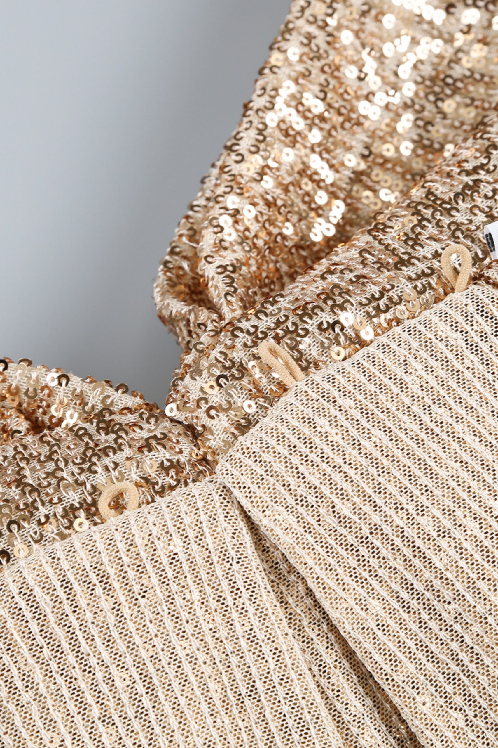 GOLD SEQUIN BANDAGE BOW MINI DRESS