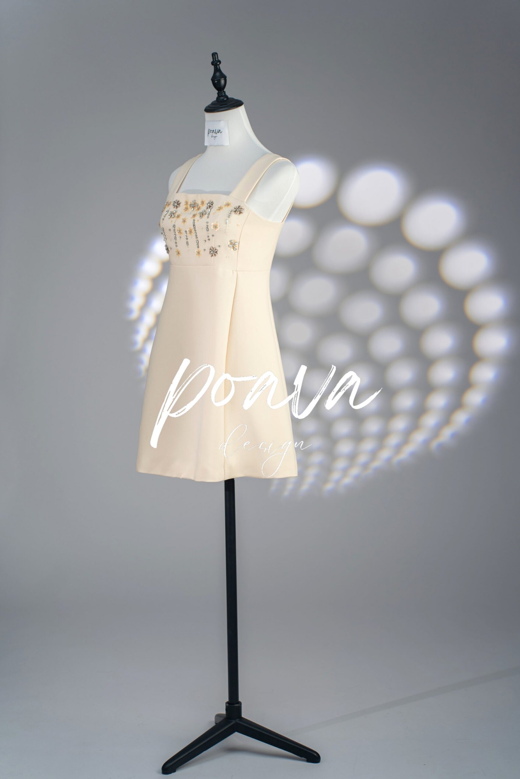 EMBELLISHED YELLOW A-LINE MINI DRESS FOR PARTY
