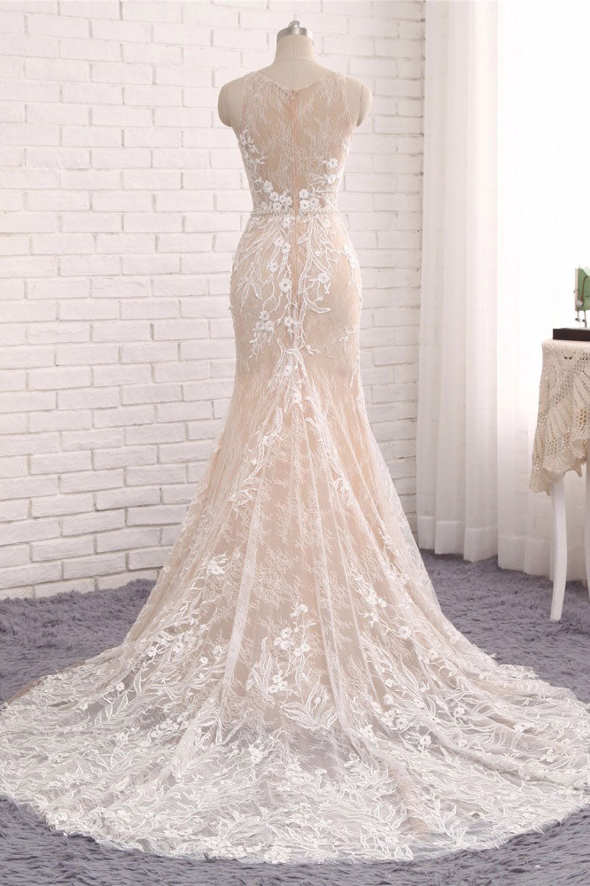 LACE MERMAID ROUND NECK EVENING DRESS