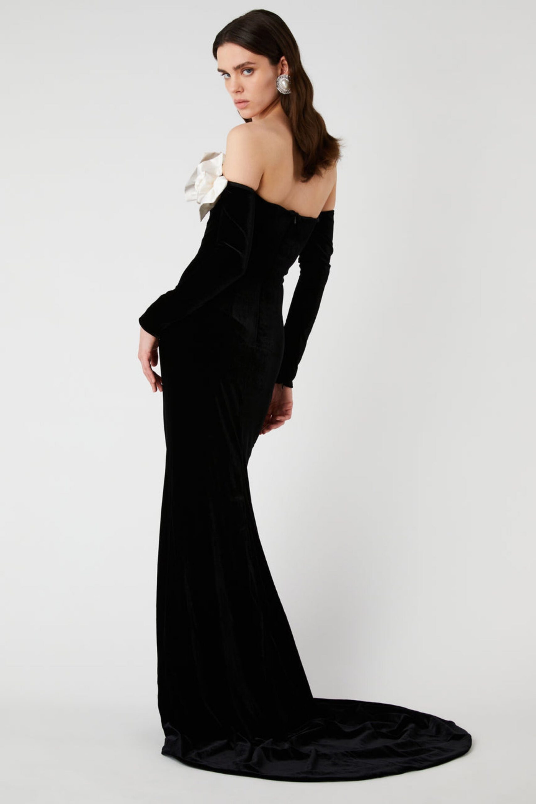 FLORAL LONG SLEEVE MAXI DRESS BLACK, BOHO EVENING