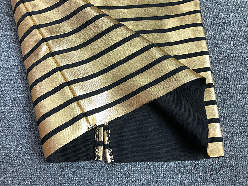 STRAPLESS METALLIC STRIPE MAXI DRESS, EVENING PARTY