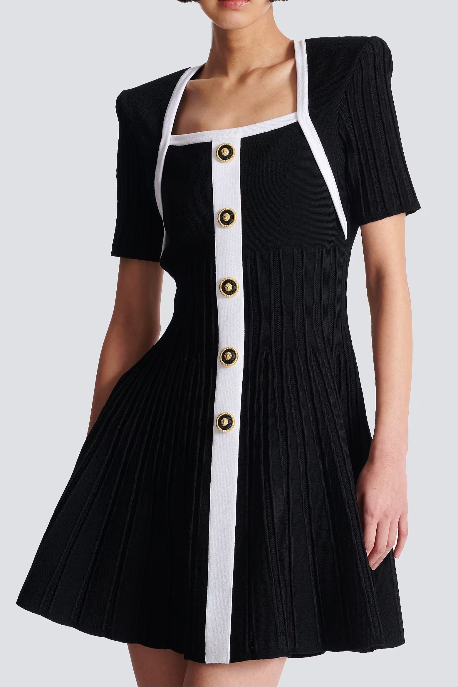 TWO-TONE A-LINE KNIT DRESS FOR WORK