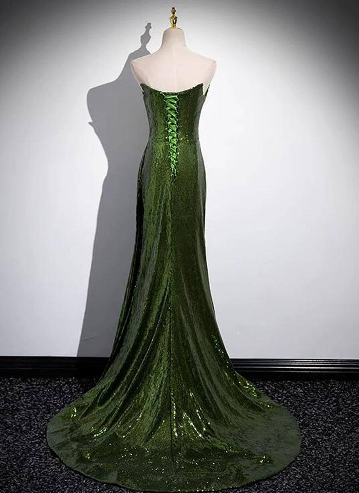 GREEN SEQUIN MERMAID PROM GOWN