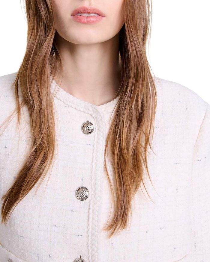 ECRU VOYCE BRAIDED TWEED CARDIGAN, CASUAL