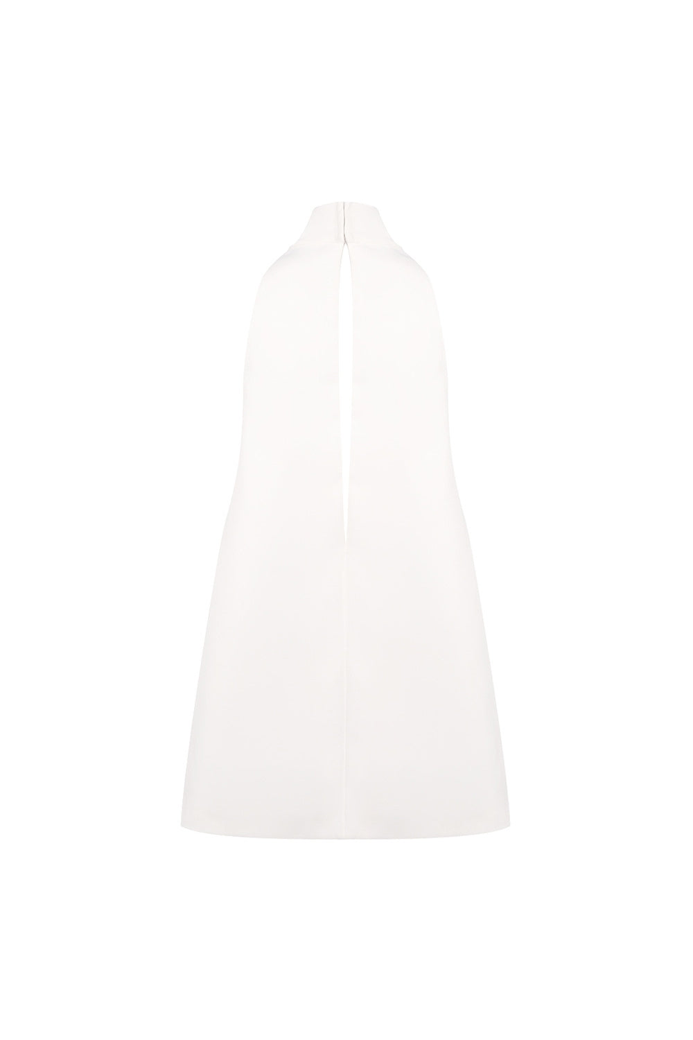 V-NECK BACKLESS HALTER CREPE DRESS - WHITE