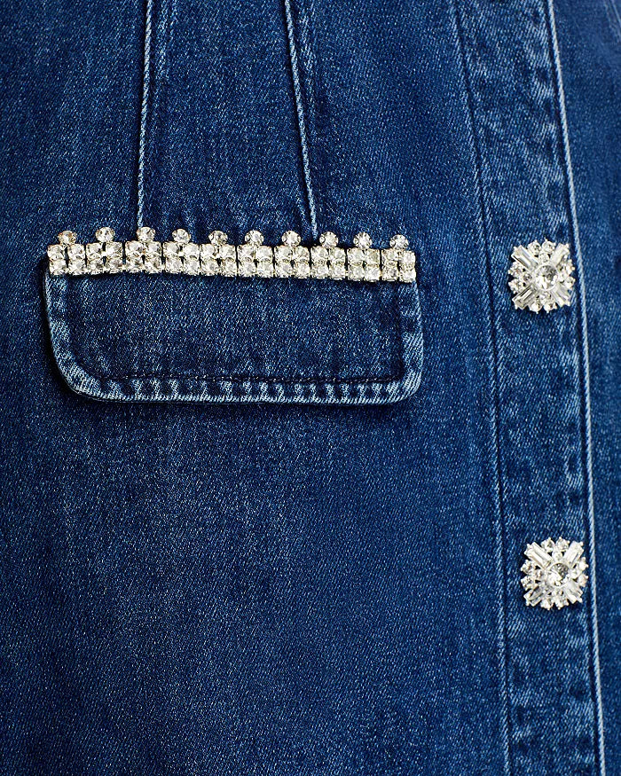 RHINESTONE DENIM DRESS BLUE PARTY MINI