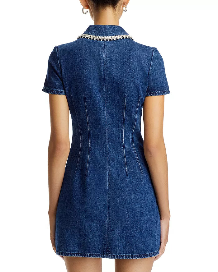 RHINESTONE DENIM DRESS BLUE PARTY MINI