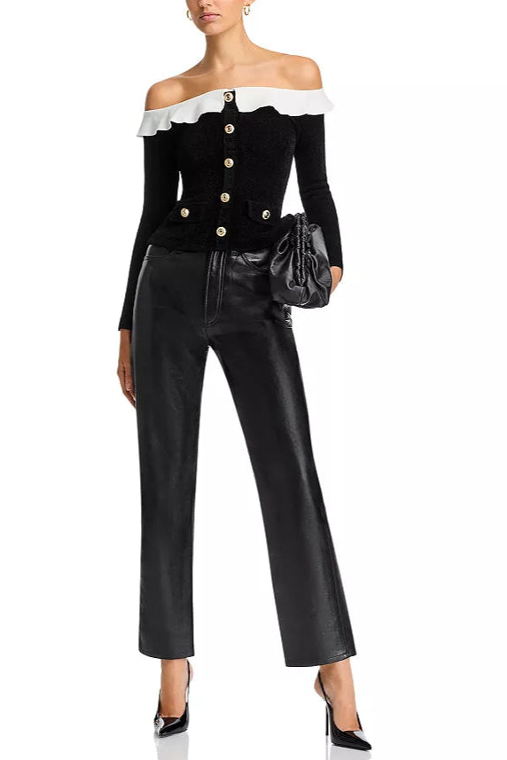 14102517_fpx CHENILLE OFF-SHOULDER TOP BLACK DATE NIGHT